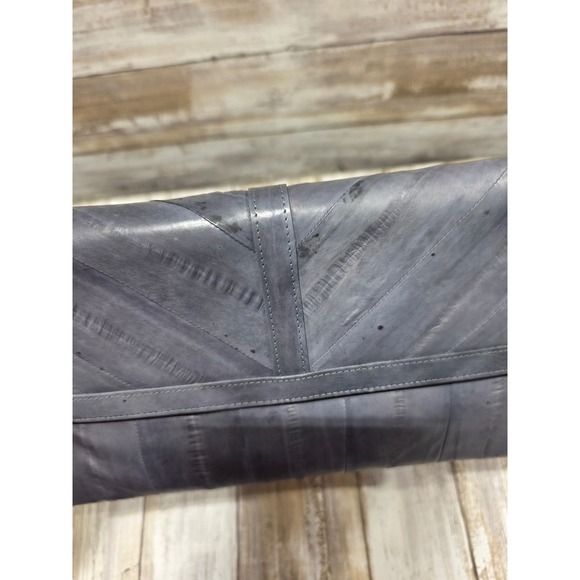 2- Genuine Eel Skin Clutch Purse Brown Gray Evening Bag Removeable Strap READ - Picture 13 of 16